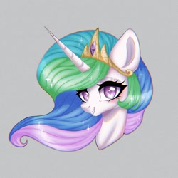 Size: 1280x1280 | Tagged: safe, artist:murny, princess celestia, alicorn, pony, g4, bust, crown, jewelry, portrait, regalia, smiling, solo