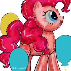 Size: 750x750 | Tagged: safe, artist:qianhe498, pinkie pie, earth pony, pony, g4, balloon, female, mare, simple background, solo, white background