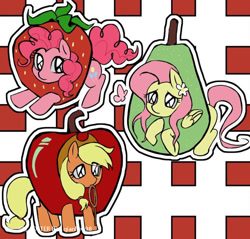 Size: 750x717 | Tagged: safe, artist:qianhe498, applejack, fluttershy, pinkie pie, earth pony, pegasus, pony, g4, trio