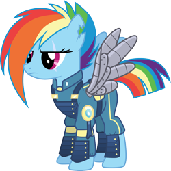 Size: 3003x3000 | Tagged: safe, artist:cloudy glow, gameloft, rainbow dash, pegasus, pony, g4, my little pony: magic princess, alternate timeline, apocalypse dash, armor, artificial wings, augmented, crystal war timeline, female, mare, scar, simple background, solo, sombraverse, transparent background, vector, wings