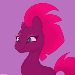 Size: 2480x2480 | Tagged: safe, artist:starburstuwu, fizzlepop berrytwist, tempest shadow, pony, unicorn, g4, broken horn, cute, eye scar, facial scar, female, horn, mare, pretty pretty tempest, scar, signature, smiling, solo, tempestbetes