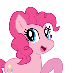 Size: 2383x2403 | Tagged: safe, artist:pugleg2004, pinkie pie, earth pony, pony, g4, female, open mouth, open smile, simple background, smiling, solo, transparent background