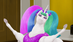 Size: 1200x692 | Tagged: safe, artist:soobel, princess celestia, alicorn, pony, g4, bust, cake, cakelestia, chubbylestia, fat, food, gym, indoors, obese, portrait