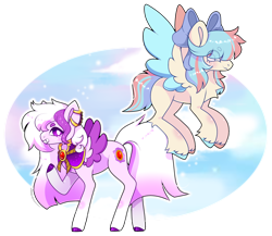 Size: 1500x1300 | Tagged: safe, artist:angellightyt, artist:lilywolfpie, oc, oc only, pegasus, pony, collaboration, duo, outdoors, pegasus oc