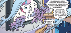 Size: 1514x702 | Tagged: safe, idw, official comic, zipp storm, pegasus, pony, g5, my little pony: the storm of zephyr heights, official, the storm of zephyr heights #2, spoiler:comic, spoiler:g5, spoiler:g5comic, female, mare, mother and child, mother and daughter, snow, snowfall, unnamed character, unnamed pony