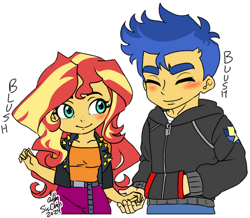 Size: 600x524 | Tagged: safe, artist:sis-chan, flash sentry, sunset shimmer, equestria girls, g4, blushing, duo, duo male and female, female, male, ship:flashimmer, shipping, simple background, straight, transparent background