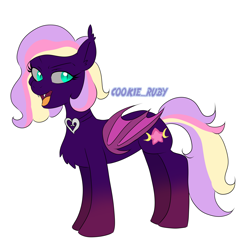 Size: 2900x2900 | Tagged: safe, artist:cookie-ruby, oc, oc only, oc:starfall nightwing, bat pony, bat pony oc, not cadance, not nightmare cadance, simple background, solo, white background