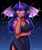 Size: 2744x3300 | Tagged: safe, artist:mylittleyuri, twilight sparkle, human, undead, vampire, g4, alicorn humanization, bat wings, blushing, breasts, busty twilight sparkle, clothes, cute, dark skin, dress, elf ears, fangs, female, horned humanization, humanized, night, solo, stars, twiabetes, vampire costume, winged humanization, wings