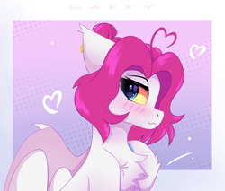 Size: 3400x2903 | Tagged: safe, artist:gaffy, oc, oc only, oc:lerk, bat pony, bat pony oc, bat wings, birthday, birthday gift, chest fluff, ear fluff, passepartout, wings