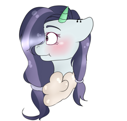 Size: 2000x1900 | Tagged: safe, artist:thecringeypone, oc, oc:niomi, pony, blushing, bust, female, horns, portrait, simple background, solo, transparent background