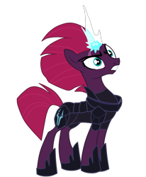 Size: 1589x1931 | Tagged: safe, artist:gmaplay, fizzlepop berrytwist, tempest shadow, pony, unicorn, g4, my little pony: the movie, armor, broken horn, concave belly, eye scar, facial scar, female, horn, mare, scar, simple background, slender, smiling, solo, thin, transparent background, vector