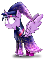 Size: 856x1125 | Tagged: safe, artist:technoponywardrobe, twilight sparkle, alicorn, pony, mlp fim's fourteenth anniversary, g4, clothes, costume, cute, female, gradient, halloween, happy birthday mlp:fim, hat, holiday, horn, lighting, mare, nightmare night, shading, shadow, shoes, simple background, smiling, solo, stars, transparent background, twiabetes, twilight sparkle (alicorn), witch, witch costume, witch hat