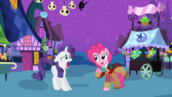 Size: 2189x1232 | Tagged: safe, artist:cherrygrove, artist:cloudy glow, artist:xastralatlasx, pinkie pie, rarity, earth pony, pony, unicorn, g4, clothes, costume, doctor who, female, horn, mare, nightmare night, nightmare night costume, outdoors, sixth doctor, the explosion in a rainbow factory