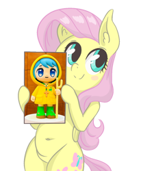 Size: 1000x1215 | Tagged: safe, artist:shrimpshogun, editor:wojtek-ツ, fluttershy, g4, behold, belly, belly button, bipedal, catholicism, chubby, cute, hind legs, holding sign, hoof hold, human shoulders, jubilee 2025, legs together, luce, mascot, round belly, sign, simple background, template, toy interpretation, transparent background, vatican