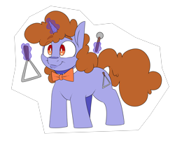 Size: 3500x3000 | Tagged: safe, artist:lockheart, oc, oc only, pony, unicorn, mare fair, bowtie, horn, levitation, magic, male, simple background, smiling, solo, stallion, telekinesis, transparent background, triangle, triangle (instrument)