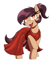 Size: 2556x3000 | Tagged: safe, artist:lockheart, oc, oc only, earth pony, pony, mare fair, clothes, dress, female, long eyelashes, looking at you, mare, open mouth, open smile, red dress, simple background, smiling, smiling at you, solo, transparent background