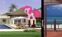 Size: 1250x750 | Tagged: safe, pinkie pie, earth pony, pony, g4, collect cupcakes lick ponies, female, flash game, jumping, mare, outdoors, solo, youtube link