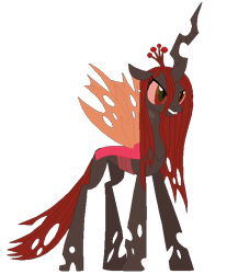 Size: 584x672 | Tagged: safe, artist:selenaede, artist:user15432, queen chrysalis, changeling, pony, elements of insanity, g4, alternate universe, base used, chrysalis cupcake, concave belly, crown, jewelry, lanky, pony monster, red changeling, regalia, simple background, skinny, solo, tall, thin, transparent background