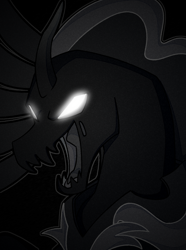 Size: 1040x1400 | Tagged: safe, artist:bunnyshrubby, pony of shadows, equestria at war mod, g4, bust, glowing, glowing eyes, monochrome, portrait, solo