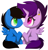 Size: 3340x3468 | Tagged: safe, alternate version, artist:melodytheartpony, oc, oc only, oc:griff, oc:violet scratch, alicorn, pegasus, 2014, alicorn oc, doodle, duo, ear piercing, facing each other, female, feral, happy, horn, looking at each other, looking at someone, male, old art, pegasus oc, piercing, shipping, short mane, signature, simple background, sitting, smiling, spread wings, straight, white background, wings