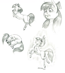 Size: 1168x1300 | Tagged: safe, artist:baron engel, apple bloom, earth pony, pony, g4, female, filly, foal, monochrome, pencil drawing, story included, traditional art