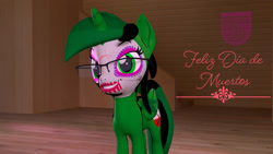 Size: 1920x1080 | Tagged: safe, alternate version, artist:fernando-fontes-64, oc, oc only, oc:teresa, alicorn, pony, 3d, alicorn oc, celebration, dia de los muertos, female, glasses, horn, jpg, looking at you, makeup, mexican, rule 63, skull make up, solo, source filmmaker, spanish, wings