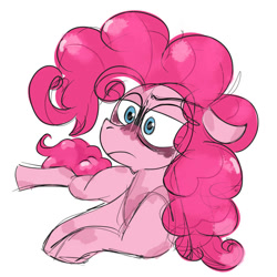 Size: 828x828 | Tagged: safe, artist:lewislovesyou, pinkie pie, g4, eye clipping through hair, female, simple background, solo, white background