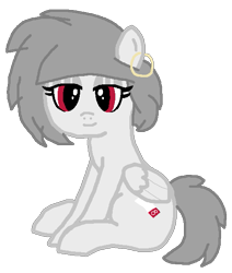 Size: 507x598 | Tagged: safe, artist:lrg!!, oc, oc only, oc:estate velocity, pegasus, pony, car, ear piercing, earring, jewelry, pegasus oc, piercing, simple background, sitting, solo, srt8, transparent background