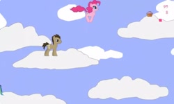 Size: 1252x750 | Tagged: safe, doctor whooves, pinkie pie, time turner, earth pony, g4, cloud, collect cupcakes lick ponies, cupcake, female, flash game, food, jumping, platformer, youtube link