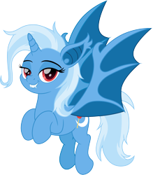 Size: 1800x2058 | Tagged: safe, artist:cloudy glow, trixie, bat pony, g4, bat ponified, female, horn, race swap, simple background, solo, transparent background, trixiebat, vector, wings