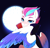 Size: 2113x2048 | Tagged: safe, artist:aztrial, zipp storm, pegasus, pony, g5, blushing, cape, clothes, coat, colored wings, costume, count zippula, fake fangs, fangs, female, full moon, grin, mare, moon, multicolored wings, night, nightmare night costume, outdoors, smiling, solo, unitober 2024, vampire costume, wings