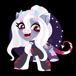 Size: 1920x1920 | Tagged: safe, artist:kabuvee, oc, earth pony, pony, chibi, clothes, female, horns, mare, solo