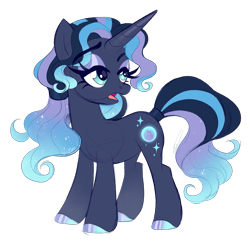 Size: 1895x1837 | Tagged: safe, artist:inspiredpixels, oc, oc only, oc:lunity, pony, unicorn, colored hooves, cyan eyes, eyebrows, eyebrows visible through hair, eyeshadow, female, gradient hooves, gradient mane, gradient tail, hooves, horn, lidded eyes, makeup, mare, open mouth, shiny hooves, simple background, solo, sparkles, sparkly mane, sparkly tail, standing, tail, transparent background, turned head