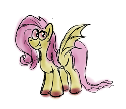 Size: 1243x1076 | Tagged: safe, artist:zoeyhorse, fluttershy, bat pony, pony, g4, bat ponified, female, flutterbat, furrowed brow, looking at you, mare, race swap, simple background, smiling, smiling at you, solo, transparent background