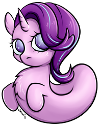 Size: 1001x1293 | Tagged: safe, artist:coco-drillo, starlight glimmer, pony, unicorn, g4, chest fluff, ear fluff, horn, long glimmer, long pony, looking at you, simple background, solo, transparent background