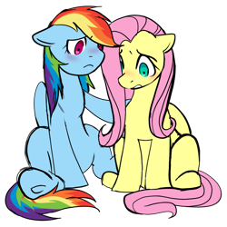 Size: 1000x1000 | Tagged: safe, artist:0liiver, fluttershy, rainbow dash, pegasus, pony, g4, blushing, duo, duo female, female, lesbian, mare, ship:flutterdash, shipping, simple background, transparent background