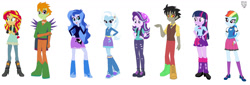 Size: 1600x541 | Tagged: safe, artist:xxdavid5000xx, discord, princess luna, rainbow dash, starlight glimmer, sunset shimmer, thorax, trixie, twilight sparkle, human, equestria girls, g4, equestria girls-ified, simple background, white background