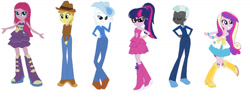 Size: 1280x500 | Tagged: safe, artist:diana173076, double diamond, pinkie pie, princess cadance, sci-twi, thunderlane, twilight sparkle, equestria girls, g4, pinkamena diane pie, simple background, white background