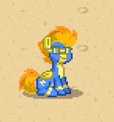 Size: 650x695 | Tagged: safe, spitfire, pegasus, pony, pony town, g4, clothes, solo, uniform, wonderbolts, wonderbolts uniform