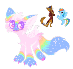 Size: 1666x1582 | Tagged: safe, artist:peaceandlove26, capper dapperpaws, rainbow dash, oc, oc:sparkles, oc:sprinkles, cat, hybrid, g4, 2021, :3, big ears, bushy tail, butt fluff, cheek fluff, chest fluff, coat markings, colored ears, colored eyelashes, colored hooves, colored pinnae, colored pupils, colored wings, colorful, ear fluff, eyelashes, facial markings, feline, female, fur, hooves, hybrid oc, interspecies offspring, lineless, looking away, looking to the right, offspring, old art, parent:capper dapperpaws, parent:rainbow dash, parents:capperdash, pink fur, pink wings, purple eyelashes, purple pupils, quadrupedal, rainbow ears, rainbow tail, reference used, simple background, small wings, smiling, socks (coat markings), solo, sparkly ears, sparkly eyes, sparkly legs, sparkly tail, spread wings, tail, transparent background, wingding eyes, winged cat, wings