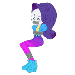 Size: 2500x2500 | Tagged: safe, artist:nie-martw-sie-o-mnie, rarity, human, equestria girls, festival filters, g4, my little pony equestria girls: better together, bondage, bound and gagged, female, femsub, gag, high heels, music festival outfit, rarisub, shoes, simple background, sitting, solo, submissive, tape, tape bondage, tape gag, transparent background