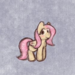 Size: 1000x1000 | Tagged: safe, artist:felixmcfurry, fluttershy, pegasus, pony, g4, eyelashes, female, mare, missing cutie mark, pastel, pink mane, smiling, soft, solo, wings, yellow fur