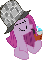 Size: 3286x4614 | Tagged: safe, artist:retroponybro, pinkie pie, g4, base used, blowing bubbles, bubble pipe, deerstalker, detective, hat, inkscape, pinkamena diane pie, pipe, sherlock holmes, sherlock pie, simple background, solo, transparent background, vector