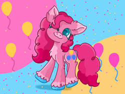 Size: 3000x2250 | Tagged: safe, artist:abbye8282, pinkie pie, earth pony, pony, g4, balloon, cute, diapinkes, female, one eye closed, solo