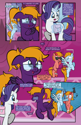 Size: 1280x1965 | Tagged: safe, artist:alexdti, rarity, oc, oc:aqua lux, oc:purple creativity, oc:warm focus, angel, devil, pony, comic:quest for friendship retold, g4, shoulder angel, shoulder devil, sunglasses