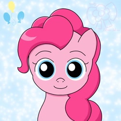 Size: 1600x1600 | Tagged: safe, artist:totallysilversakura, pinkie pie, earth pony, g4, female, looking at you, mare, smiling, smiling at you, solo, staring into your soul