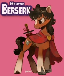 Size: 720x854 | Tagged: safe, artist:coypuppy, earth pony, pony, berserk, cape, casca, clothes, ponified, sword, weapon