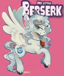 Size: 720x854 | Tagged: safe, artist:coypuppy, pegasus, pony, behelit, berserk, griffith, jewelry, necklace, ponified, smiling