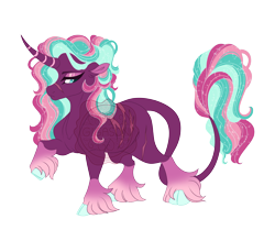 Size: 4900x4100 | Tagged: safe, artist:gigason, oc, oc only, oc:tranquil tactic, classical unicorn, pony, unicorn, g4, absurd resolution, adoptable, battle scarred, blank flank, blue eyes, body scar, cloven hooves, coat markings, colored, colored eyebrows, colored eyelashes, colored hooves, colored pinnae, colored pupils, curved horn, ear fluff, ethereal mane, ethereal tail, eyelashes, eyeshadow, facial scar, flat colors, floppy ears, frown, glowing, glowing mane, glowing tail, gradient legs, green hooves, hooves, horn, leg markings, leg scar, leonine tail, lidded eyes, long horn, long mane, long tail, looking back, magenta coat, magical lesbian spawn, makeup, mint hooves, multicolored mane, multicolored tail, nonbinary, nonbinary oc, nose scar, obtrusive watermark, offspring, parent:princess celestia, parent:tempest shadow, parents:tempestia, pink coat, pink eyeshadow, profile, purple eyelashes, raised hoof, scar, simple background, socks (coat markings), solo, sparkly mane, sparkly tail, standing, standing on three hooves, striped horn, tail, teal pupils, thick eyelashes, thick tail, transparent background, unicorn horn, unicorn oc, unshorn fetlocks, wall of tags, watermark, wavy mane, wavy tail