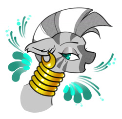 Size: 1590x1554 | Tagged: safe, artist:opalacorn, zecora, zebra, g4, bust, floppy ears, inktober, inktober 2024, lidded eyes, open mouth, open smile, simple background, smiling, solo, white background